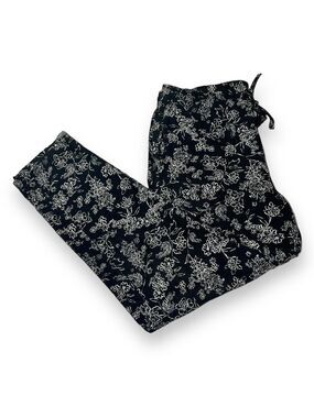 J. Jill Women’s Floral Rayon Joggers Black Size Medium